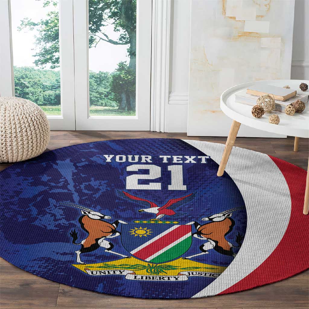 Custom Cricket African Namibia Round Carpet Coat of arms Namibian Pattern - African Pride