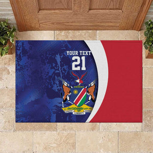 Custom Cricket African Namibia Rubber Doormat Coat of arms Namibian Pattern - African Pride