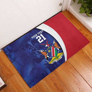 Custom Cricket African Namibia Rubber Doormat Coat of arms Namibian Pattern - African Pride
