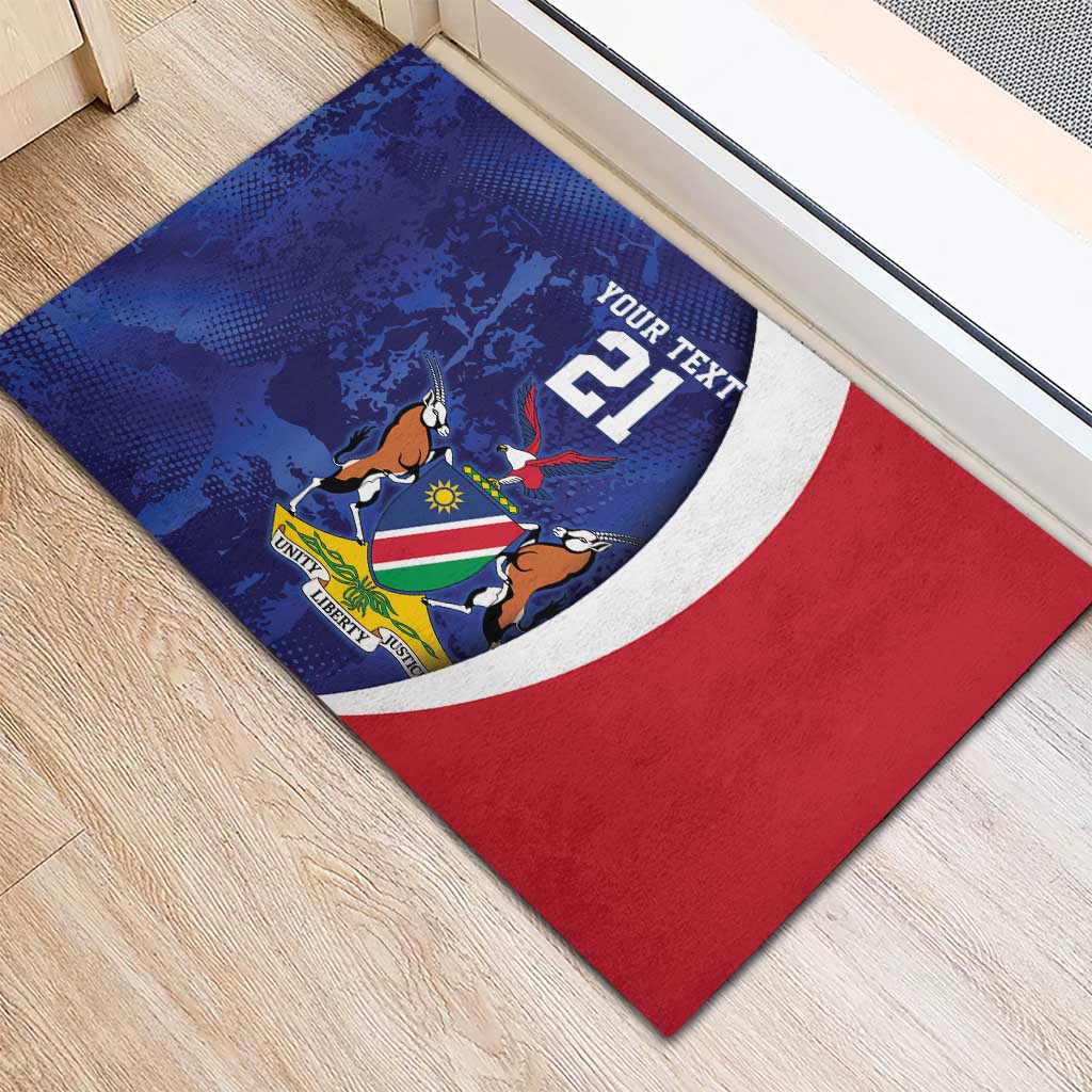 Custom Cricket African Namibia Rubber Doormat Coat of arms Namibian Pattern - African Pride