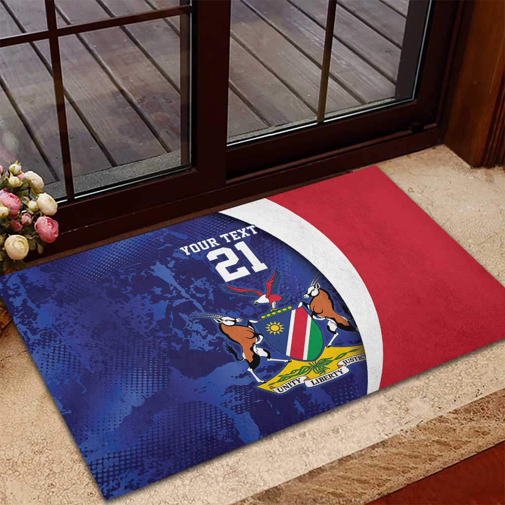 Custom Cricket African Namibia Rubber Doormat Coat of arms Namibian Pattern - African Pride