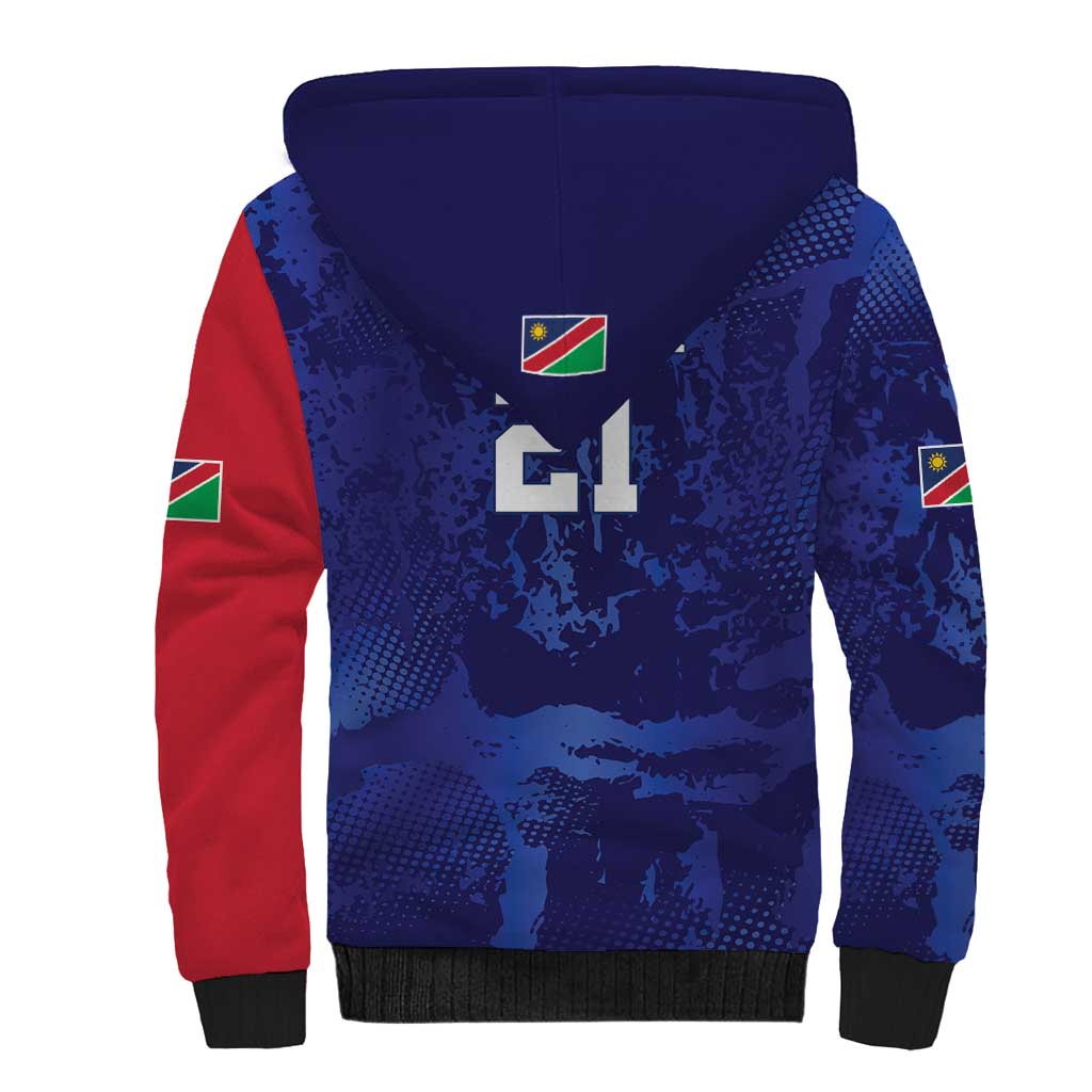 Custom Cricket African Namibia Sherpa Hoodie Coat of arms Namibian Pattern - African Pride