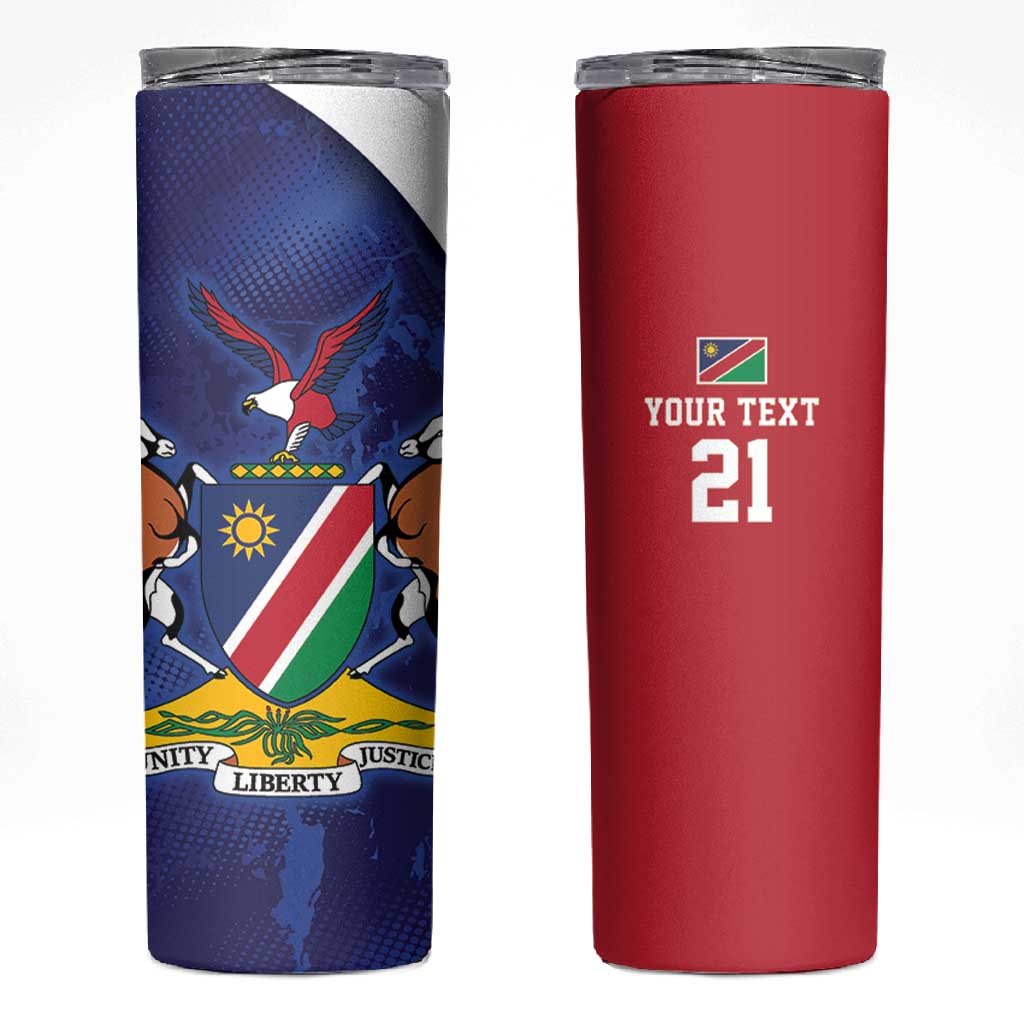 Custom Cricket African Namibia Skinny Tumbler Coat of arms Namibian Pattern - African Pride