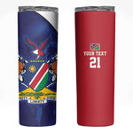Custom Cricket African Namibia Skinny Tumbler Coat of arms Namibian Pattern - African Pride