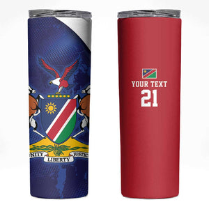 Custom Cricket African Namibia Skinny Tumbler Coat of arms Namibian Pattern - African Pride