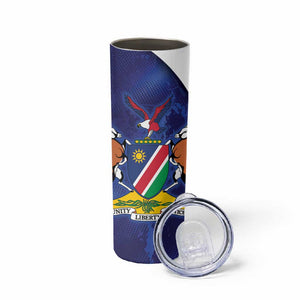 Custom Cricket African Namibia Skinny Tumbler Coat of arms Namibian Pattern - African Pride