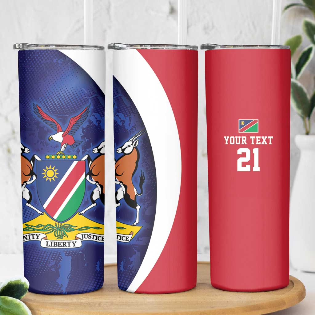 Custom Cricket African Namibia Skinny Tumbler Coat of arms Namibian Pattern - African Pride