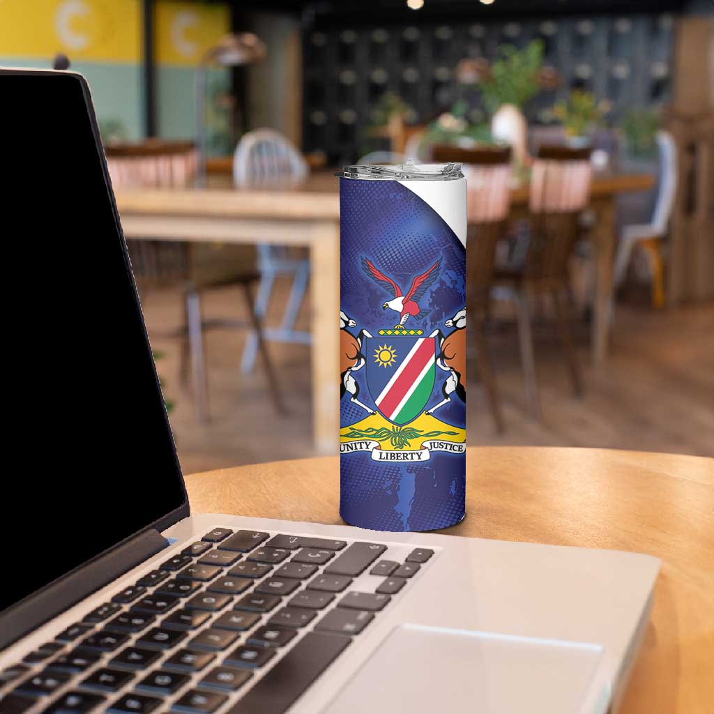 Custom Cricket African Namibia Skinny Tumbler Coat of arms Namibian Pattern - African Pride