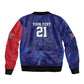 Custom Cricket African Namibia Sleeve Zip Bomber Jacket Coat of arms Namibian Pattern - African Pride