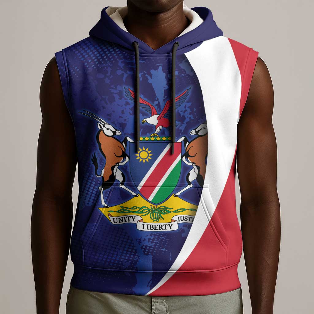 Custom Cricket African Namibia Sleeveless Hoodie Coat of arms Namibian Pattern - African Pride
