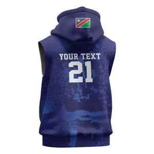 Custom Cricket African Namibia Sleeveless Zip Hoodie Coat of arms Namibian Pattern - African Pride