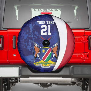 Custom Cricket African Namibia Spare Tire Cover Coat of arms Namibian Pattern - African Pride