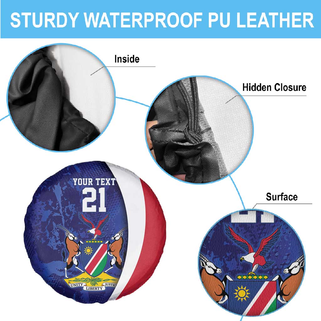 Custom Cricket African Namibia Spare Tire Cover Coat of arms Namibian Pattern - African Pride