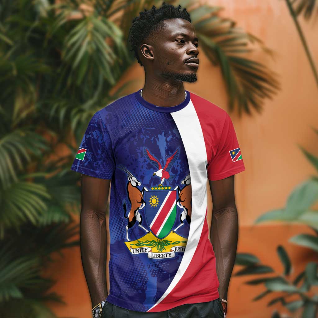Custom Cricket African Namibia T shirt Coat of arms Namibian Pattern - African Pride