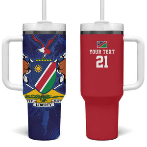 Custom Cricket African Namibia Tumbler With Handle Coat of arms Namibian Pattern - African Pride