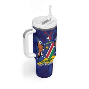 Custom Cricket African Namibia Tumbler With Handle Coat of arms Namibian Pattern - African Pride