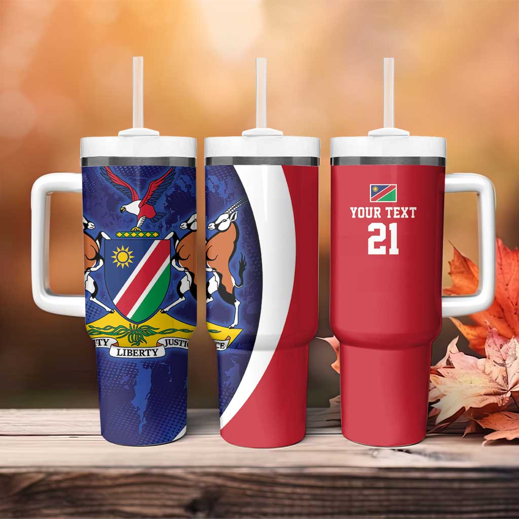 Custom Cricket African Namibia Tumbler With Handle Coat of arms Namibian Pattern - African Pride