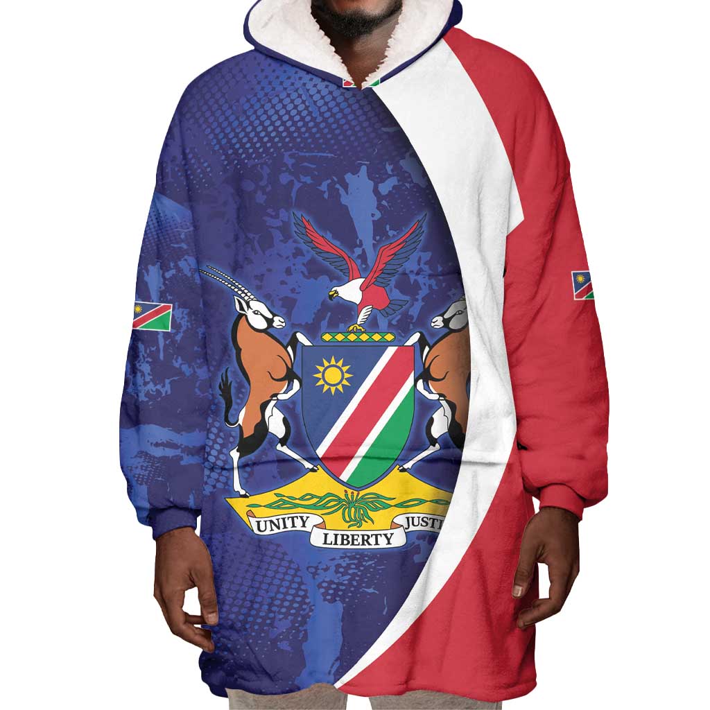 Custom Cricket African Namibia Wearable Blanket Hoodie Coat of arms Namibian Pattern - African Pride