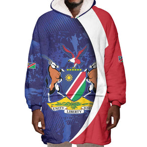 Custom Cricket African Namibia Wearable Blanket Hoodie Coat of arms Namibian Pattern - African Pride