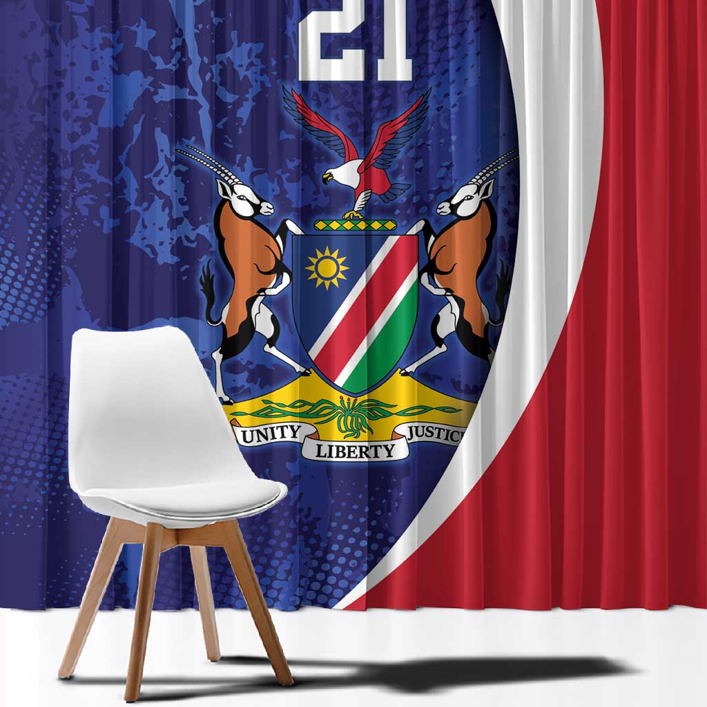 Custom Cricket African Namibia Window Curtain Coat of arms Namibian Pattern - African Pride