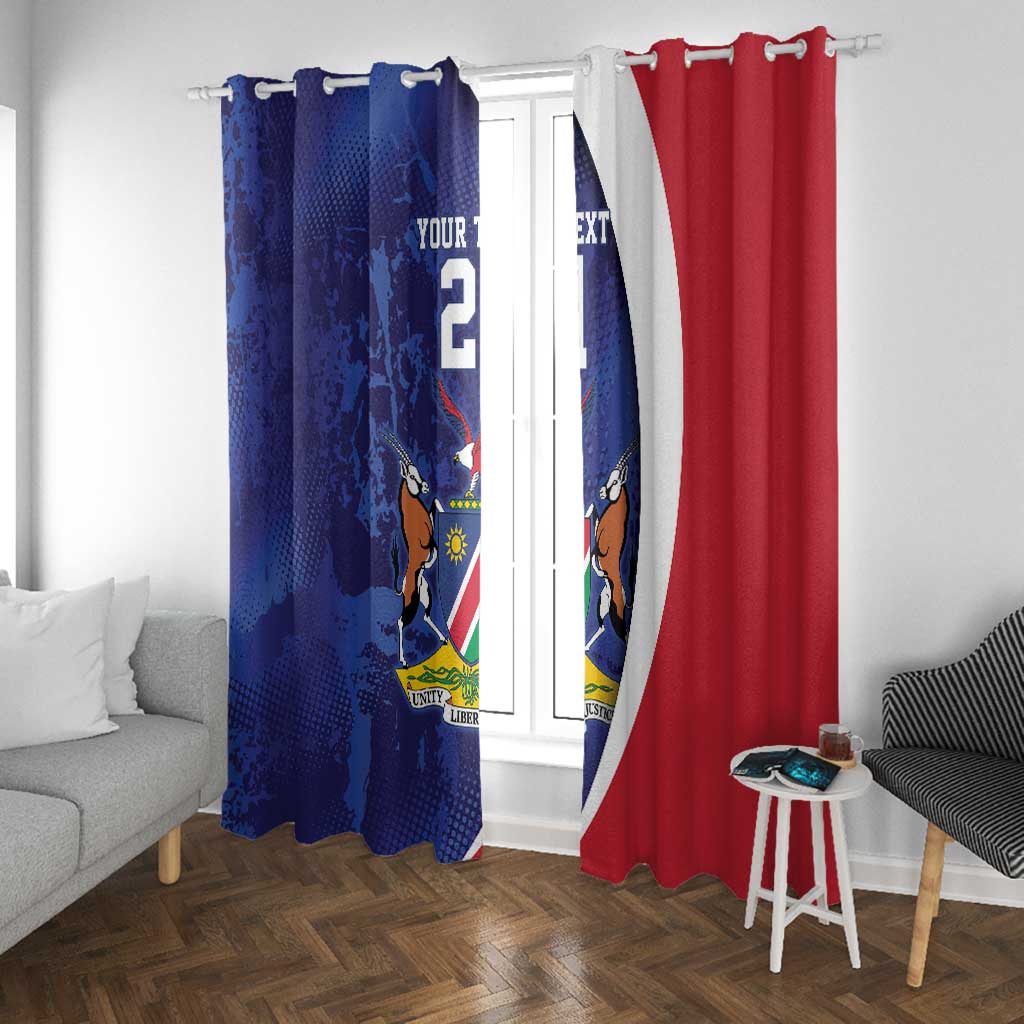 Custom Cricket African Namibia Window Curtain Coat of arms Namibian Pattern - African Pride