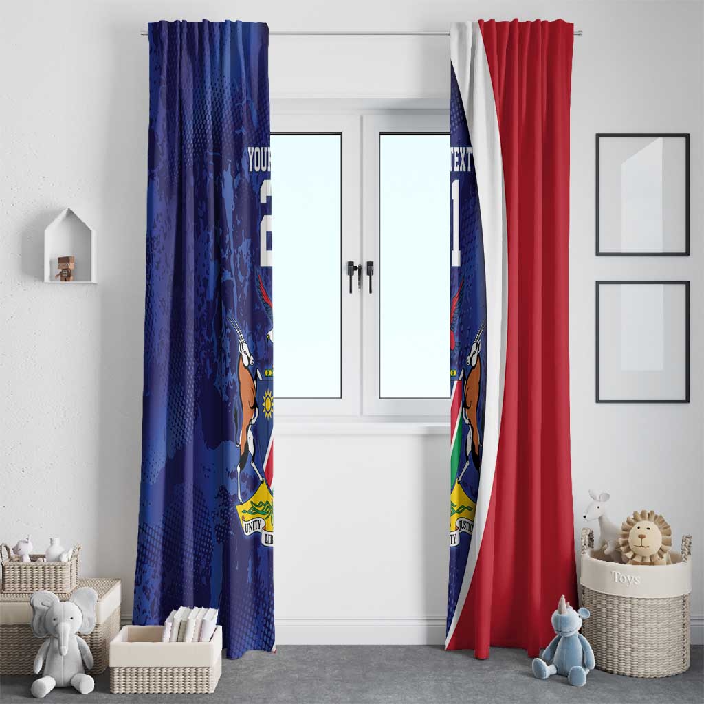 Custom Cricket African Namibia Window Curtain Coat of arms Namibian Pattern - African Pride