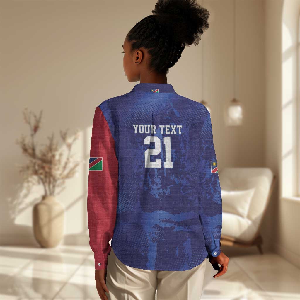 Custom Cricket African Namibia Women Casual Shirt Coat of arms Namibian Pattern - African Pride