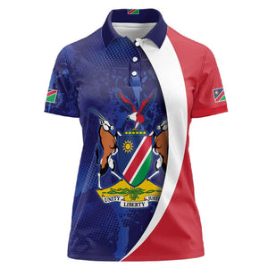 Custom Cricket African Namibia Women Polo Shirt Coat of arms Namibian Pattern - African Pride