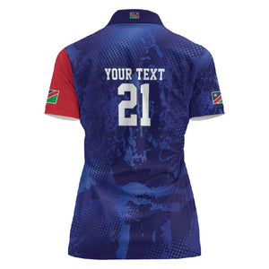 Custom Cricket African Namibia Women Polo Shirt Coat of arms Namibian Pattern - African Pride