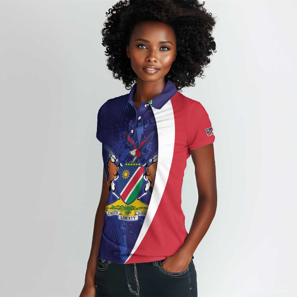 Custom Cricket African Namibia Women Polo Shirt Coat of arms Namibian Pattern - African Pride