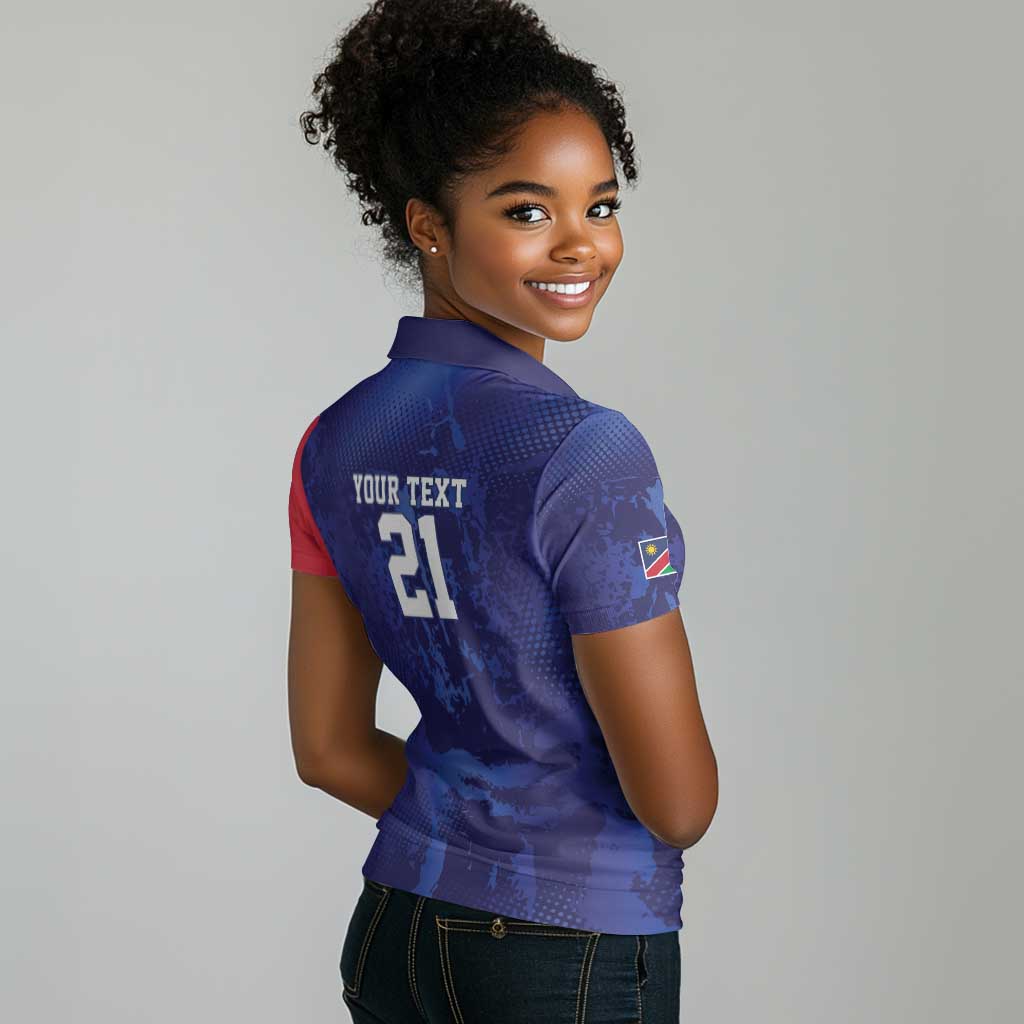 Custom Cricket African Namibia Women Polo Shirt Coat of arms Namibian Pattern - African Pride