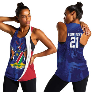 Custom Cricket African Namibia Women Racerback Tank Coat of arms Namibian Pattern - African Pride