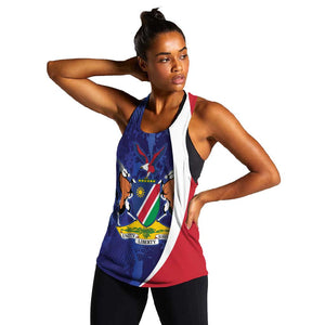 Custom Cricket African Namibia Women Racerback Tank Coat of arms Namibian Pattern - African Pride