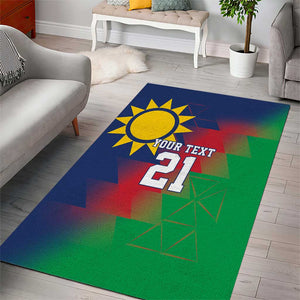 Custom Cricket African Namibia Area Rug Namibian Gold Sun Flag Motif - African Pride