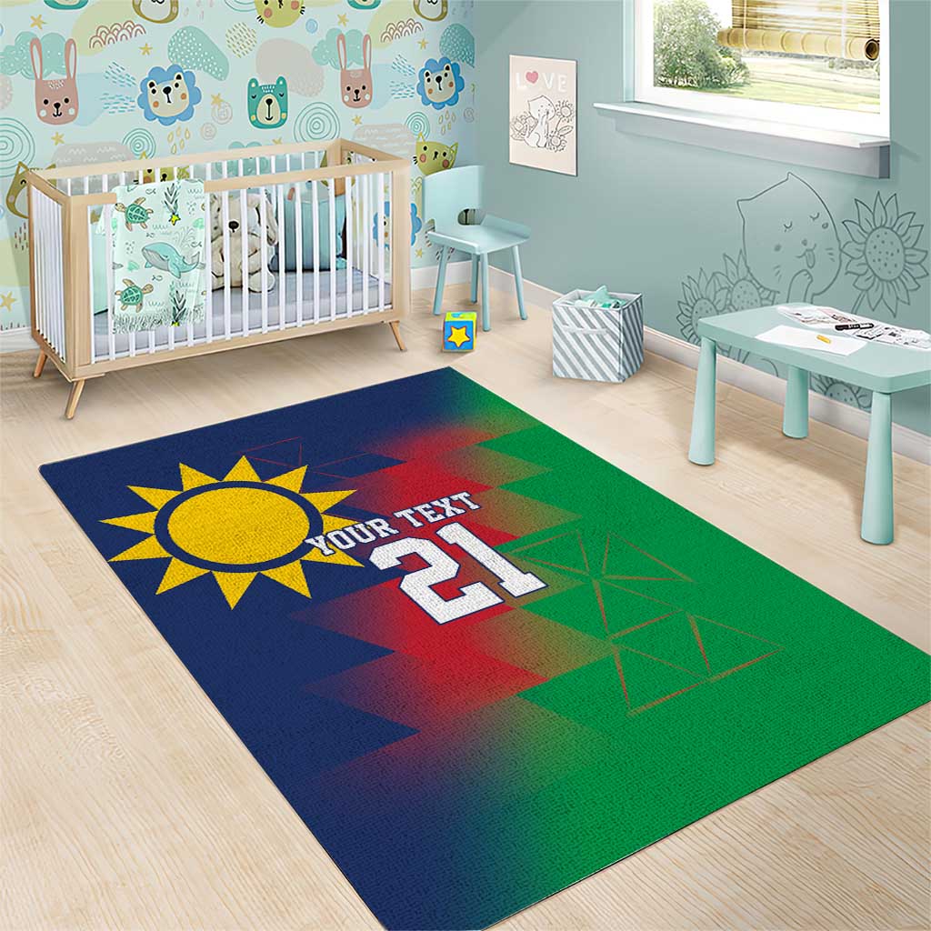 Custom Cricket African Namibia Area Rug Namibian Gold Sun Flag Motif - African Pride