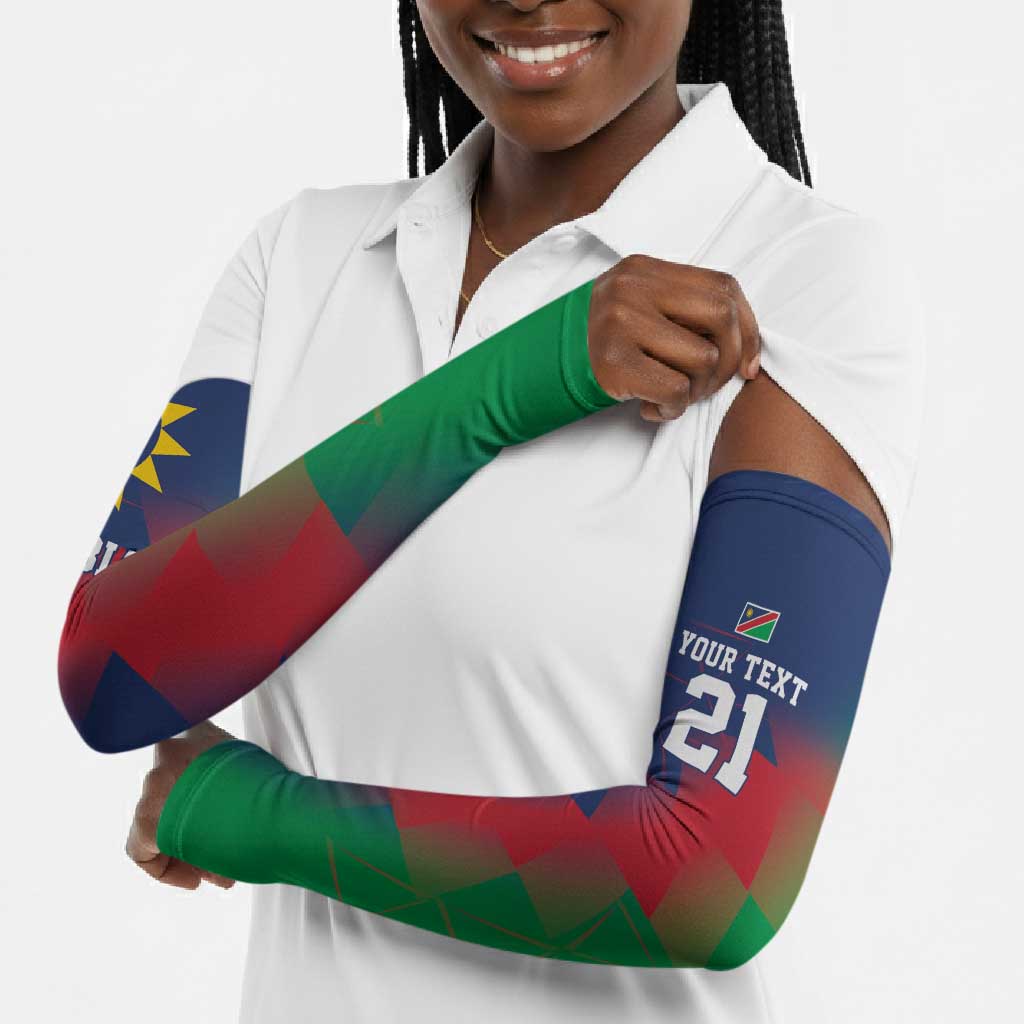 Custom Cricket African Namibia Arm Sleeves Namibian Gold Sun Flag Motif