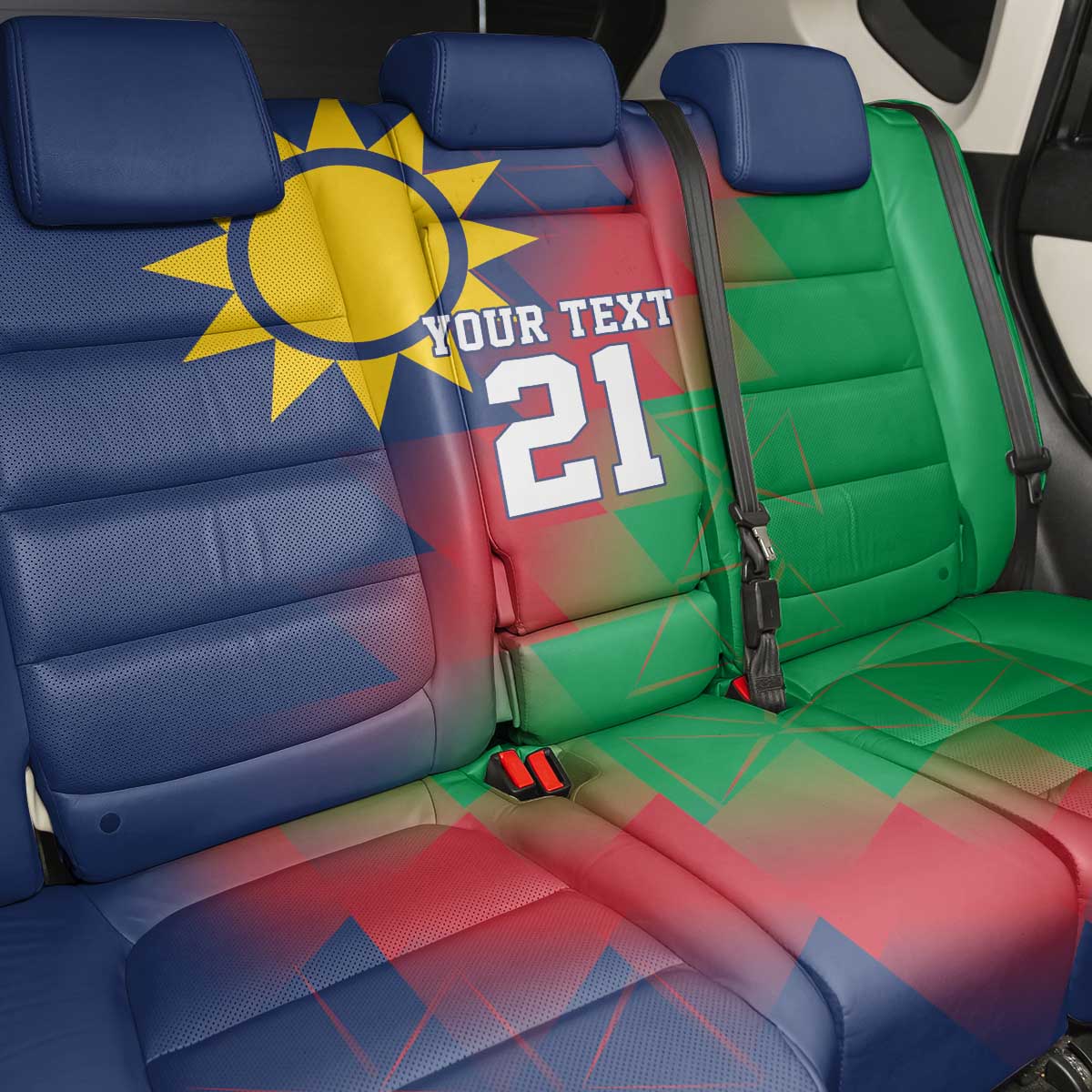 Custom Cricket African Namibia Back Car Seat Cover Namibian Gold Sun Flag Motif - African Pride
