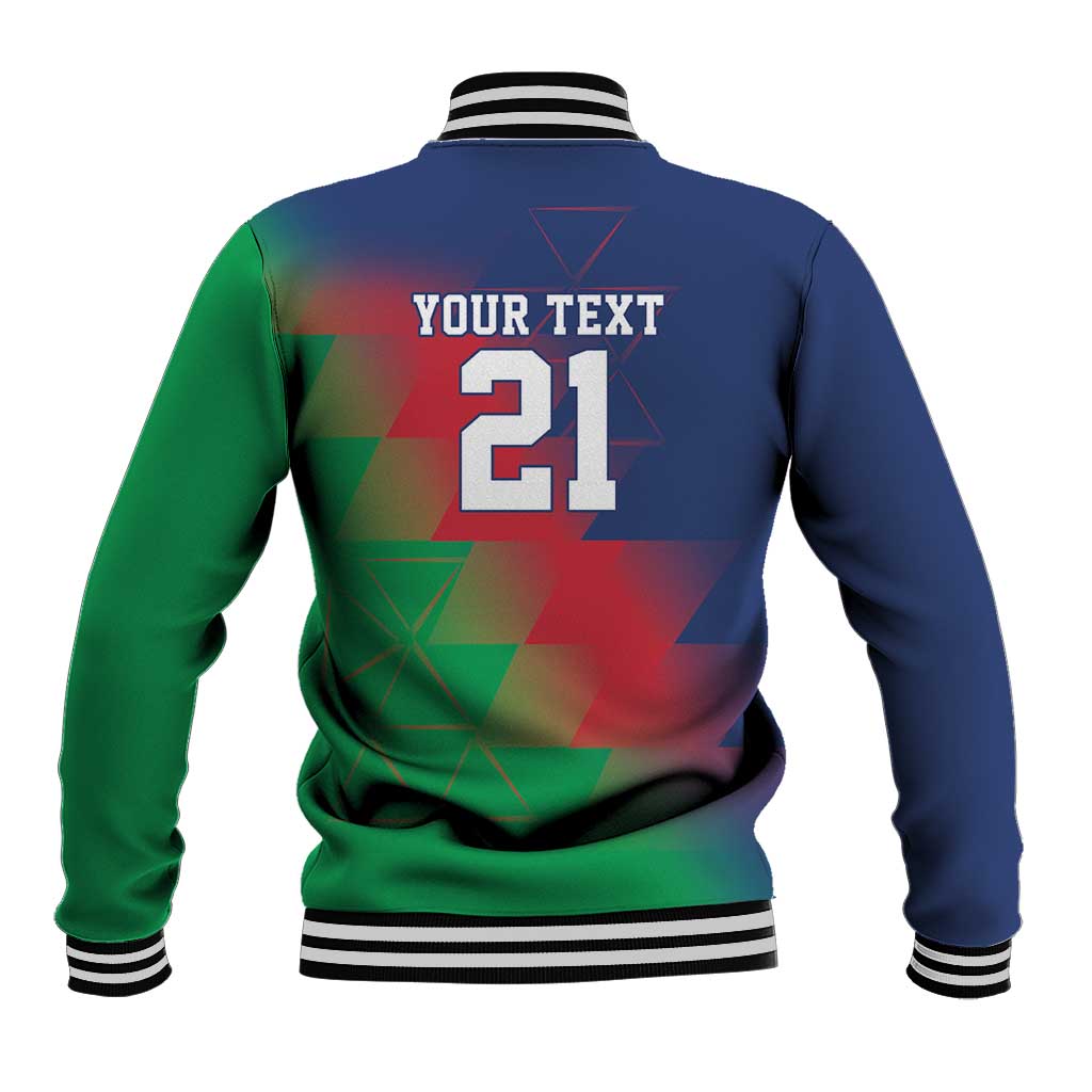 Custom Cricket African Namibia Baseball Jacket Namibian Gold Sun Flag Motif - African Pride