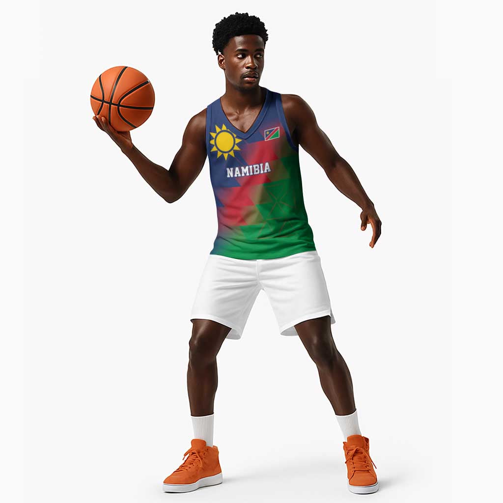 Custom Cricket African Namibia Basketball Jersey Namibian Gold Sun Flag Motif - African Pride