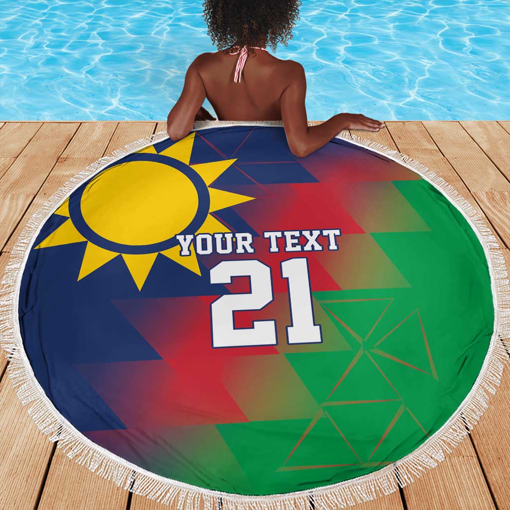 Custom Cricket African Namibia Beach Blanket Namibian Gold Sun Flag Motif - African Pride