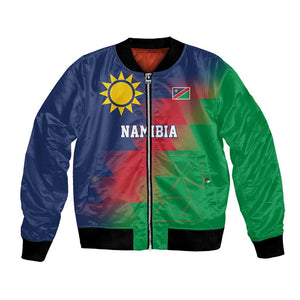 Custom Cricket African Namibia Bomber Jacket Namibian Gold Sun Flag Motif - African Pride