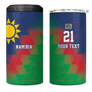 Custom Cricket African Namibia 4 in 1 Can Cooler Tumbler Namibian Gold Sun Flag Motif - African Pride