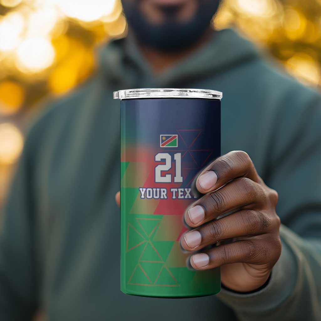 Custom Cricket African Namibia 4 in 1 Can Cooler Tumbler Namibian Gold Sun Flag Motif - African Pride