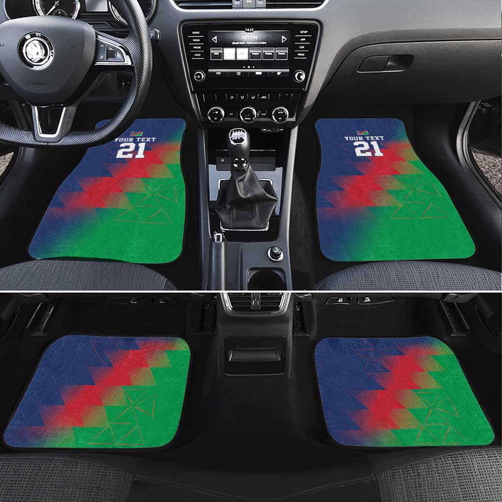Custom Cricket African Namibia Car Mats Namibian Gold Sun Flag Motif - African Pride