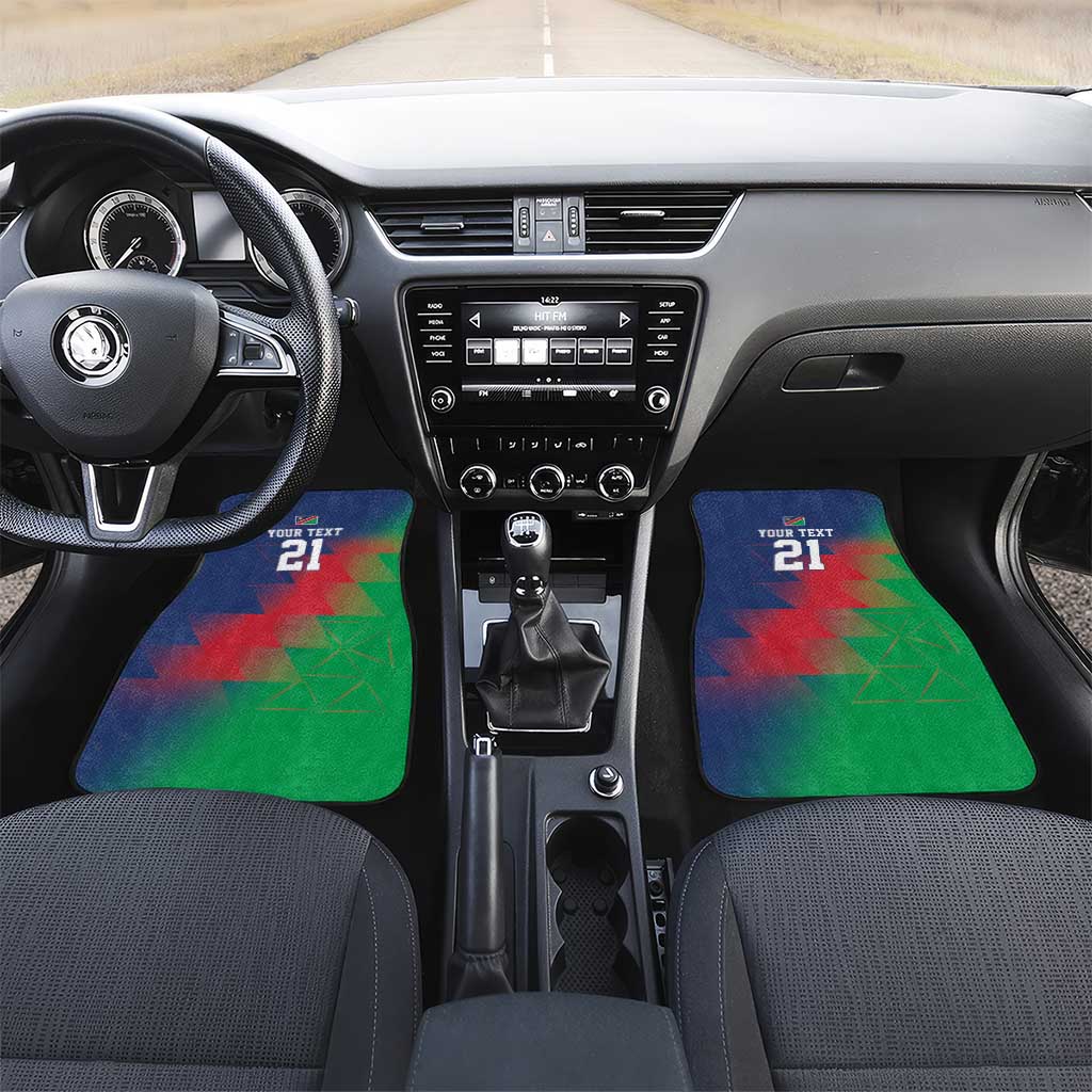 Custom Cricket African Namibia Car Mats Namibian Gold Sun Flag Motif - African Pride