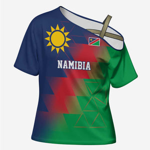 Custom Cricket African Namibia Cross Shoulder Shirt Namibian Gold Sun Flag Motif