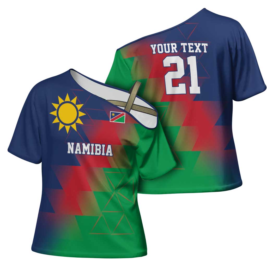 Custom Cricket African Namibia Cross Shoulder Shirt Namibian Gold Sun Flag Motif