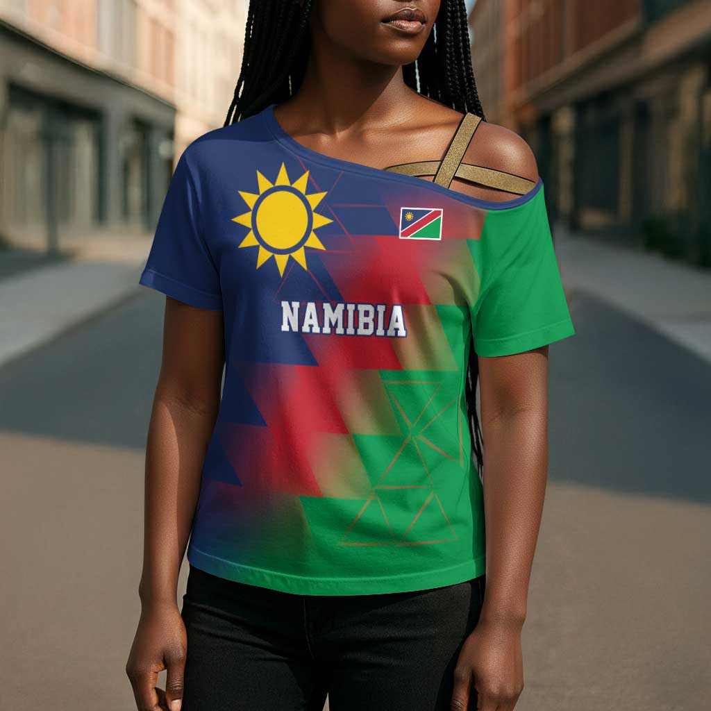Custom Cricket African Namibia Cross Shoulder Shirt Namibian Gold Sun Flag Motif
