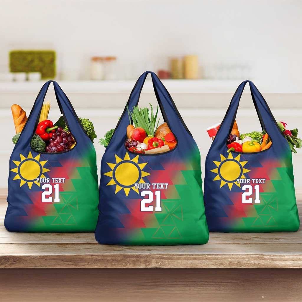 Custom Cricket African Namibia Grocery Bag Namibian Gold Sun Flag Motif - African Pride
