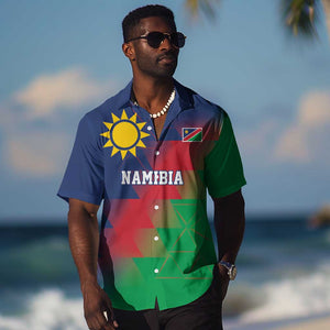 Custom Cricket African Namibia Hawaiian Shirt Namibian Gold Sun Flag Motif - African Pride